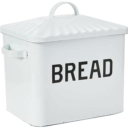 creative co op enameled metal bread box white|distressed bread box with lid.